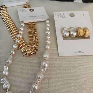Time and Tru Gold-Tone and Pearl Bead Necklace with Extender